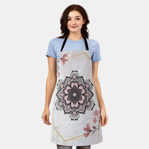 Rangoli Blumenkunst, beruhigendes Rosa und graue H Schürze