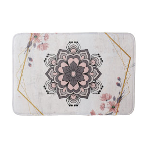 Rangoli Blumenkunst, Rosa und Gray Calming Harmoni Badematte