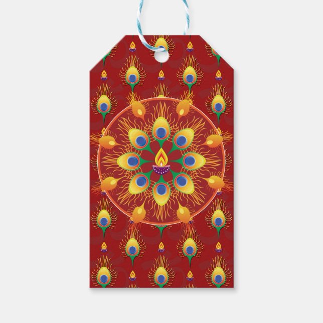 Rangoli-Feder Geschenkanhänger (Vorderseite)