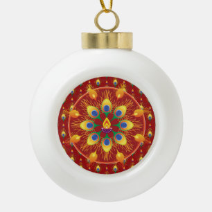 Rangoli-Feder Keramik Kugel-Ornament