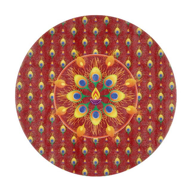 Rangoli-Feder Schneidebrett (Vorderseite)