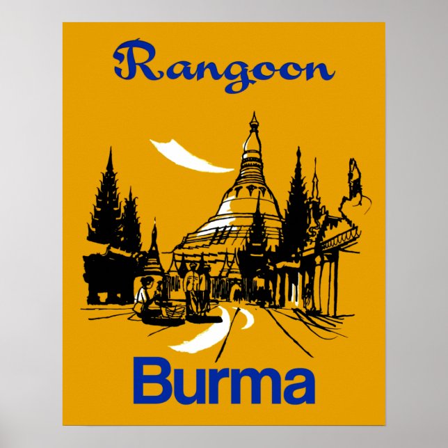 Rangoon, Burma Reiseplakat Poster (Vorne)