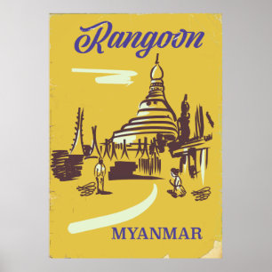 Rangoon Myanmar Reiseplakat Poster