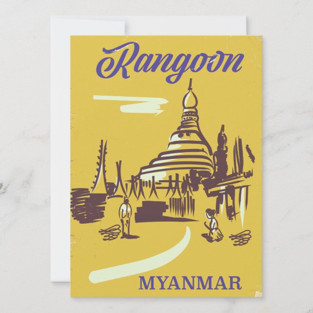 Rangoon Myanmar Vintage Reiseplakat (Vorderseite)