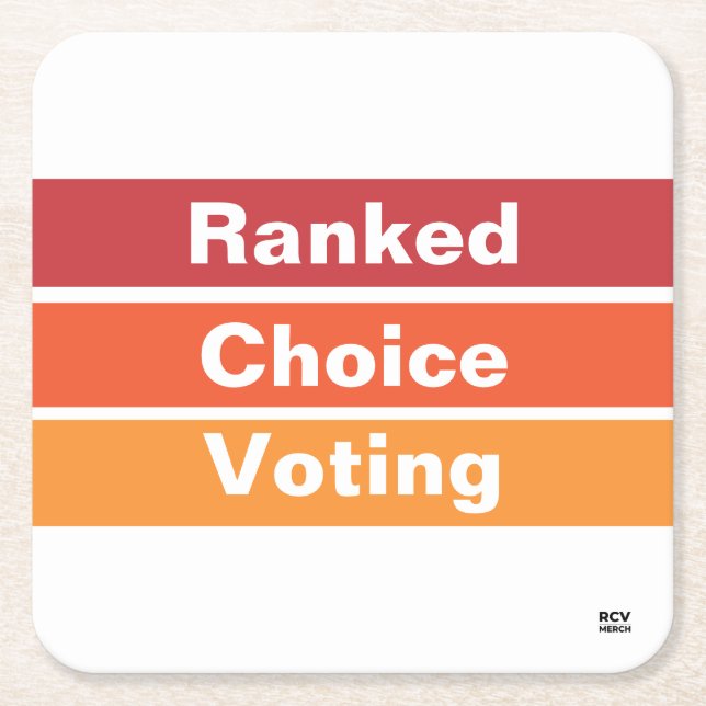 Ranked Choice Wahl 3 Streifen Untersetzer (Vorderseite)