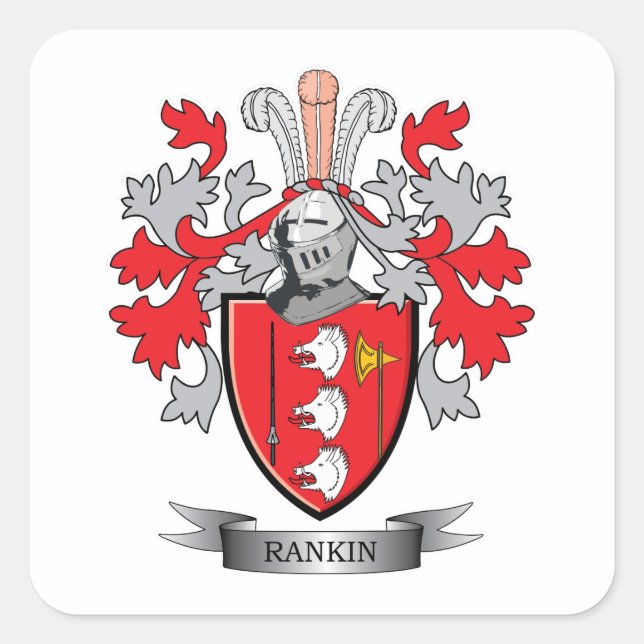 Rankin-Familienwappen-Wappen Quadratischer Aufkleber (Vorderseite)