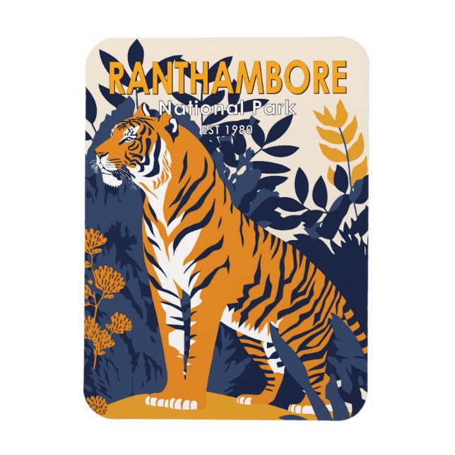 RanthamBohrer Nationalpark Indien Vintag Magnet (Vertikal)