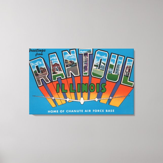 Rantoul, Illinois - Große Buchstabenszenen Leinwanddruck (Vorderseite)