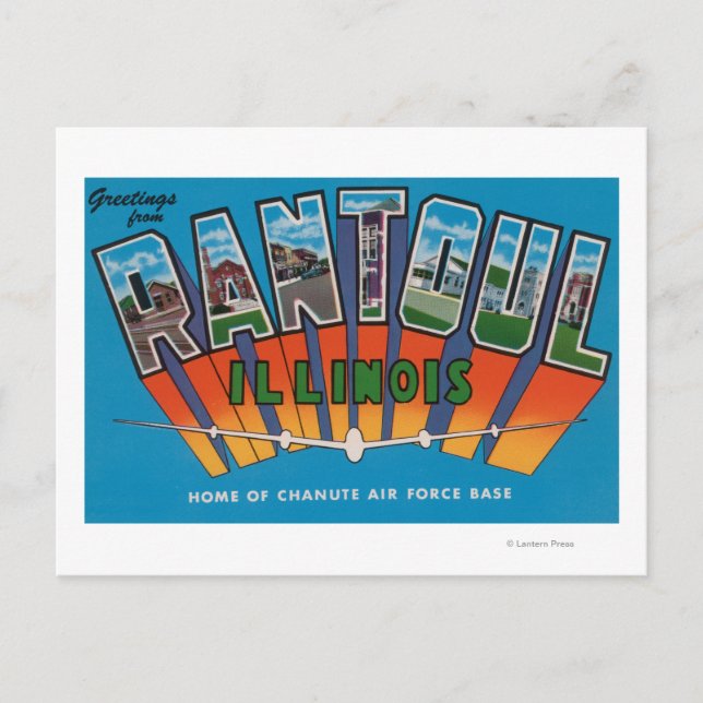 Rantoul, Illinois - Große Buchstabenszenen Postkarte (Vorderseite)