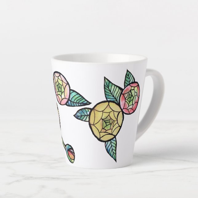 Ranunculus Blume Illustration Niedliche rosa Blume Milchtasse (Rechte Ecke)