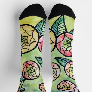 Ranunculus Blume Illustration Niedliche rosa Blume Socken