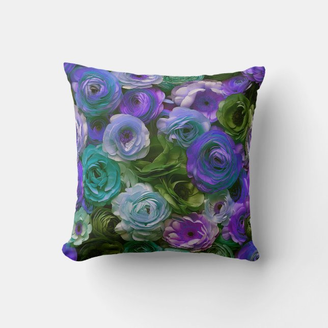 Ranunculus Blume Lila Blume Florist Shop Deco Kissen (Vorderseite)