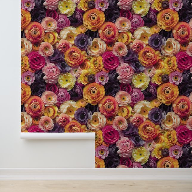 Ranunculus Blume Muster Florist Store Wanddekor Tapete (Anwendung)