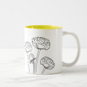 Ranunculus Blume Zeichnend Tasse