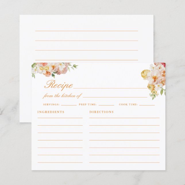 Ranunculus Bridal Shower Recipe Card (Vorne/Hinten)