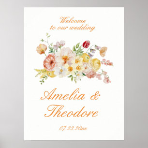 Ranunculus-Garten-Hochzeits-Willkommensschild Poster