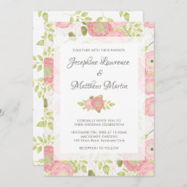 Ranunculus & Lace Peach Floral Wedding Einladung