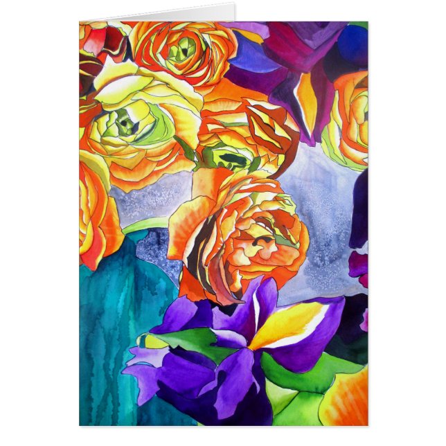 Ranunculus und Iris Aquarellkunst (Vorne)