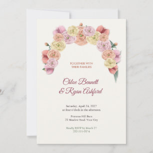 Ranunculus- und Tulpen-Frühlings-Halbmond-Hochzeit Einladung