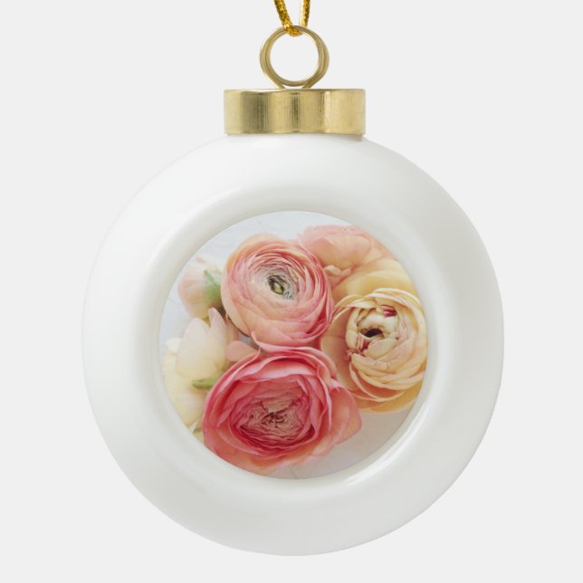 ranunculus warm Keramik Kugel-Ornament (Vorderseite)