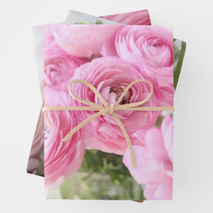 Ranunkelblumen in rosa Tönen Geschenkpapier Set