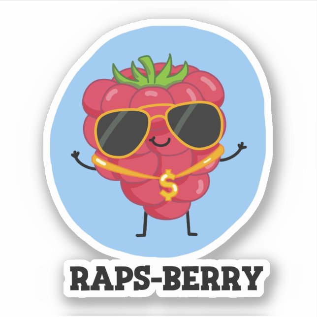 Rap-Beere Funny Rapper Raspberry Pun Aufkleber (Vorderseite)