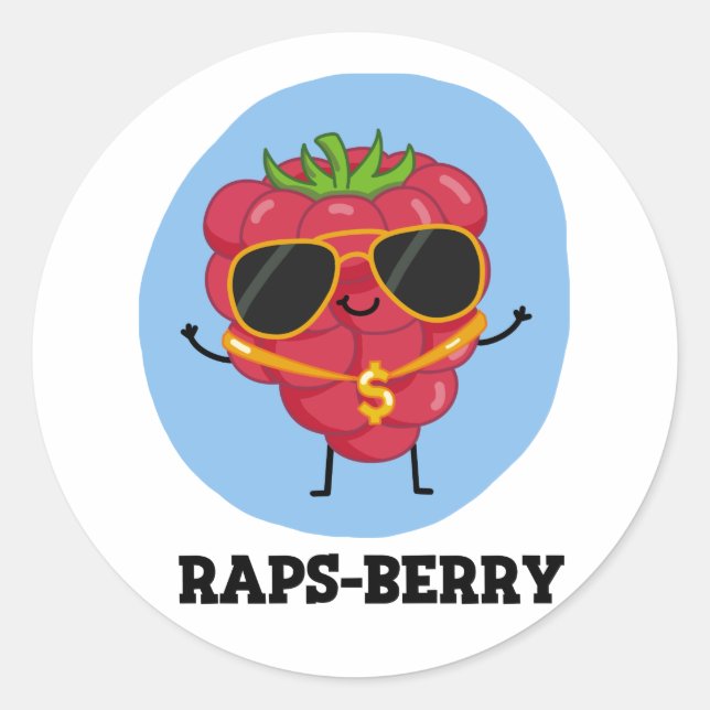 Rap-Beere Funny Rapper Raspberry Pun Runder Aufkleber (Vorderseite)