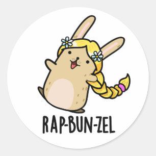 Rap-bun-zel Funny Bunny Pun Runder Aufkleber