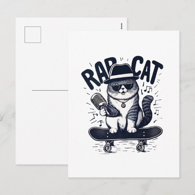 Rap Cat Harmony Feiertagspostkarte (Vorne/Hinten)