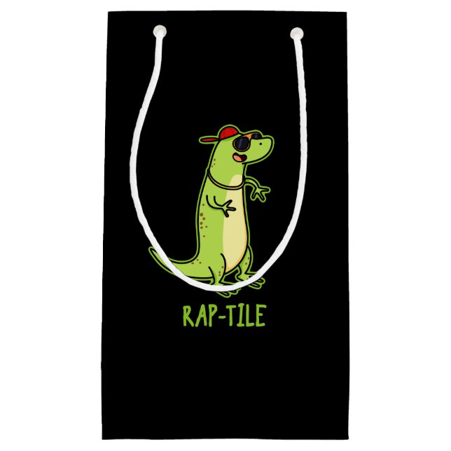 Rap-Fliese Funny Reptile Lizard Pun Dark BG Kleine Geschenktüte (Vorderseite)