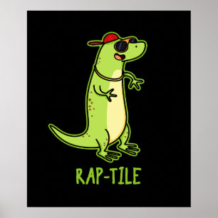 Rap-Fliese Funny Reptile Lizard Pun Dark BG Poster