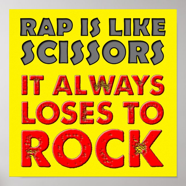 Rap gegen Rock Paper Schere Witziges Plakatzeichen Poster (Vorne)