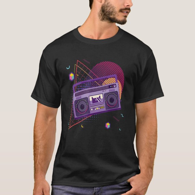 Rap Old School 80er 90er Jahre Boombox T-Shirt (Vorderseite)