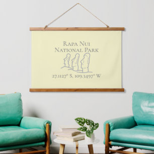 Rapa Nui Latitude & Longitude Wandteppich Mit Holzrahmen