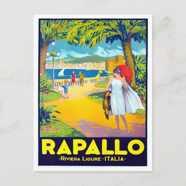 Rapallo Italien Vintage Reise Postkarte (Vorderseite)