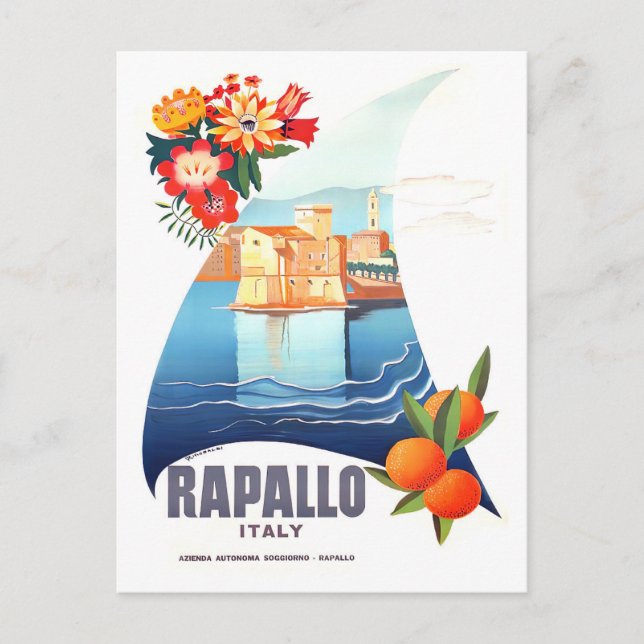 Rapallo Italien Vintage Reise Postkarte (Vorderseite)