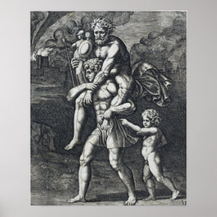 Raphael - Aeneas Carry Anchises Poster