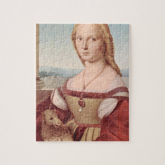 Raphael Dame und das Einhorn Klassische Kunst (Vertikal)