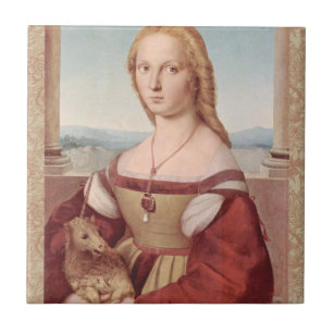 Raphael Dame und das Einhorn Klassische Kunst Fliese
