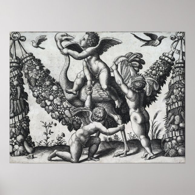 Raphael - Drei Putti vor einer großen Garland Poster (Vorne)
