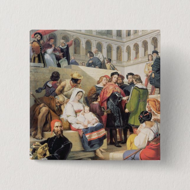 RAPHAEL im Vatikan, 1832 (Öl auf Leinwand) Button (Vorderseite)