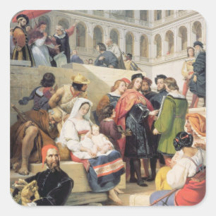 RAPHAEL im Vatikan, 1832 (Öl auf Leinwand) Quadratischer Aufkleber