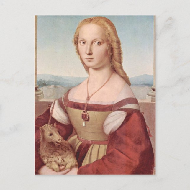 Raphael Lady and Unicorn Classic Postkarte (Vorderseite)