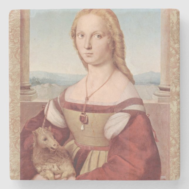 Raphael Lady and Unicorn Classic Steinuntersetzer (Vorderseite)