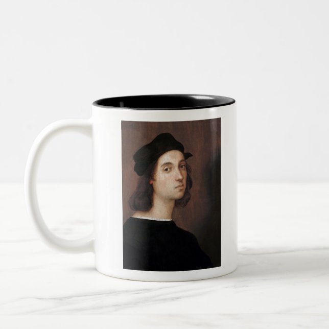 Raphael Raffaello Selbstporträt berühmtes Gemälde Zweifarbige Tasse (Links)