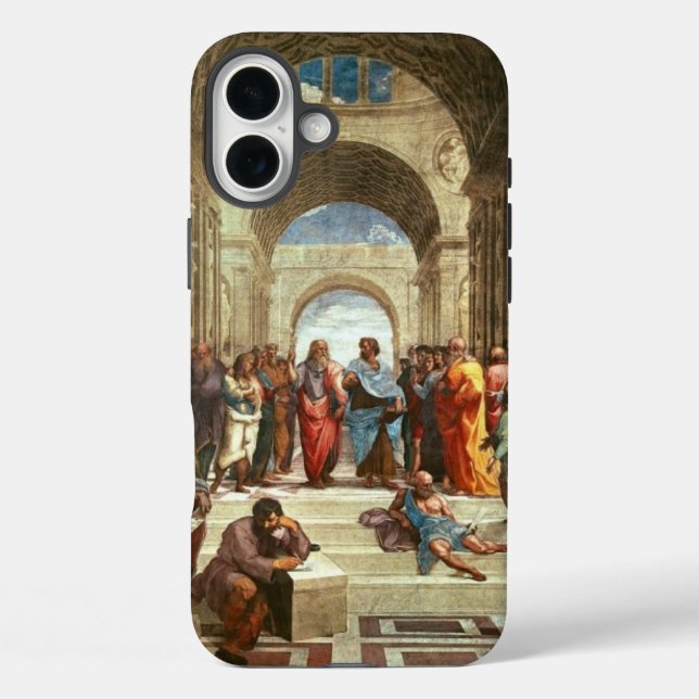 Raphael - Schule von Athen, berühmtes Gemälde iPhone 16 Plus Hülle (Rückseite)