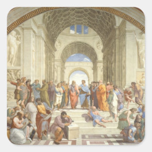 Raphael - Schule von Athen Quadratischer Aufkleber