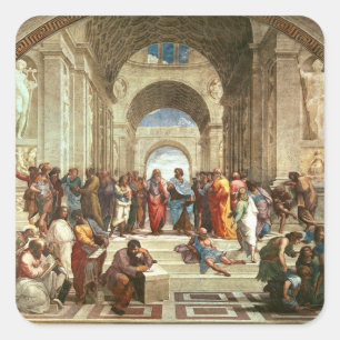 Raphael - Schule von Athen Quadratischer Aufkleber