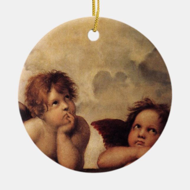 Raphael, Sixine Cherub Keramik Ornament (Vorne)