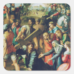 Raphael Spasimo Christ fällt unter dem Kreuz Kunst Quadratischer Aufkleber